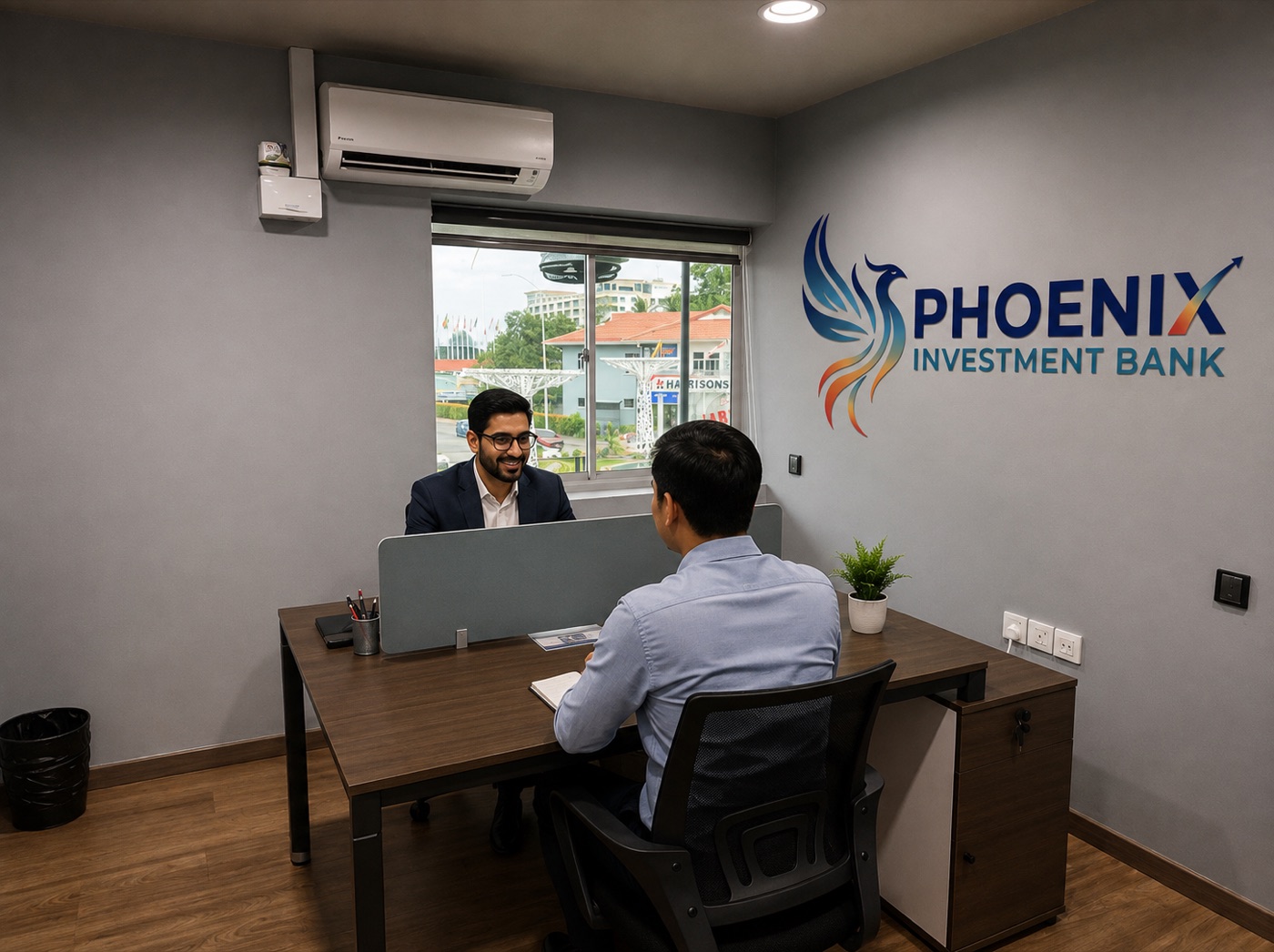 Phoenix banker meeting a client in a private consultation office